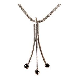 Vintage Avon sterling silver chain necklace with dark blue sapphire pendant